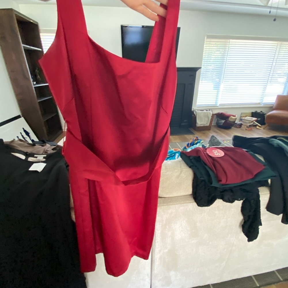 Little red dress backless prom quince